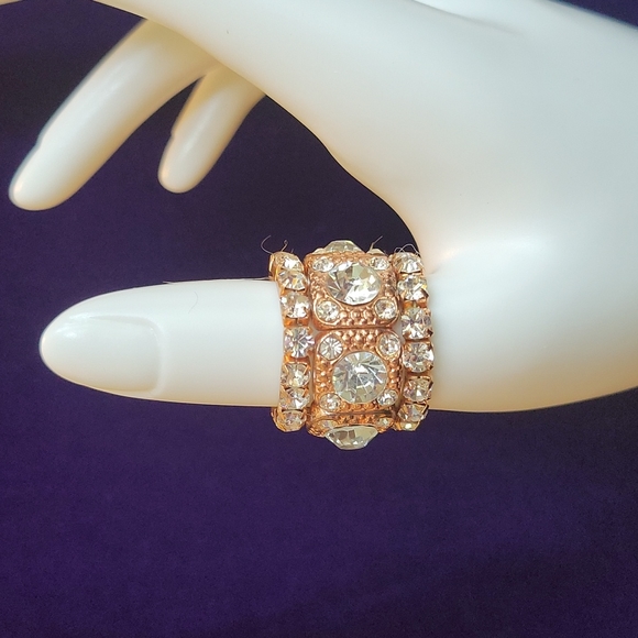 Rose Gold Tone 3 Pc Stretch Ring - Picture 9 of 16